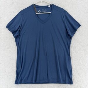 Leslie Jordan Shirt Womens XL Slate Blue‎ V Neck Cheetah PR 7111GY Top Tee